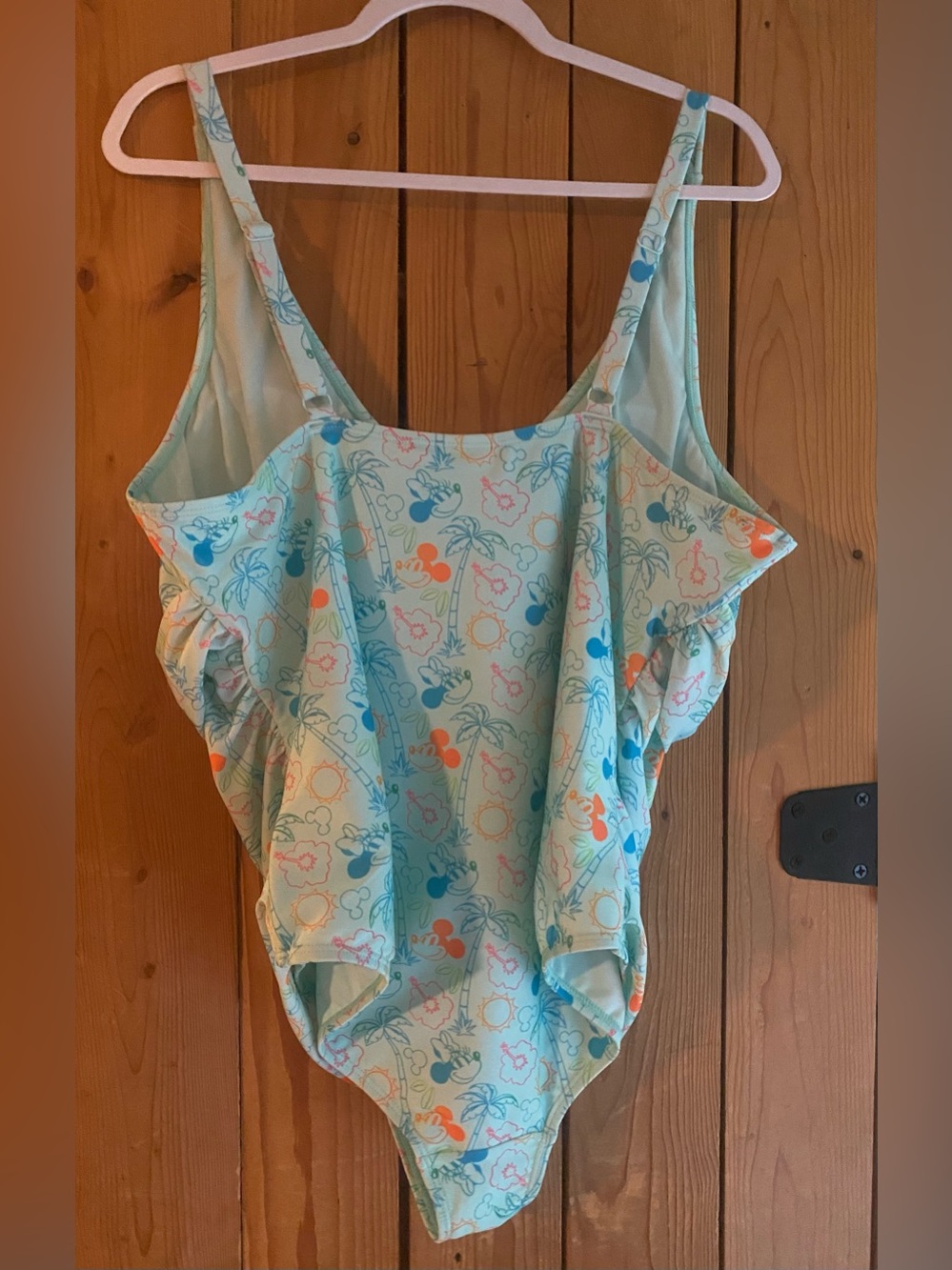 Disney Parks Mickey & Minnie Mouse Light Aqua & Teal Tropical Swimwear One-Piece - Picture 3 of 6